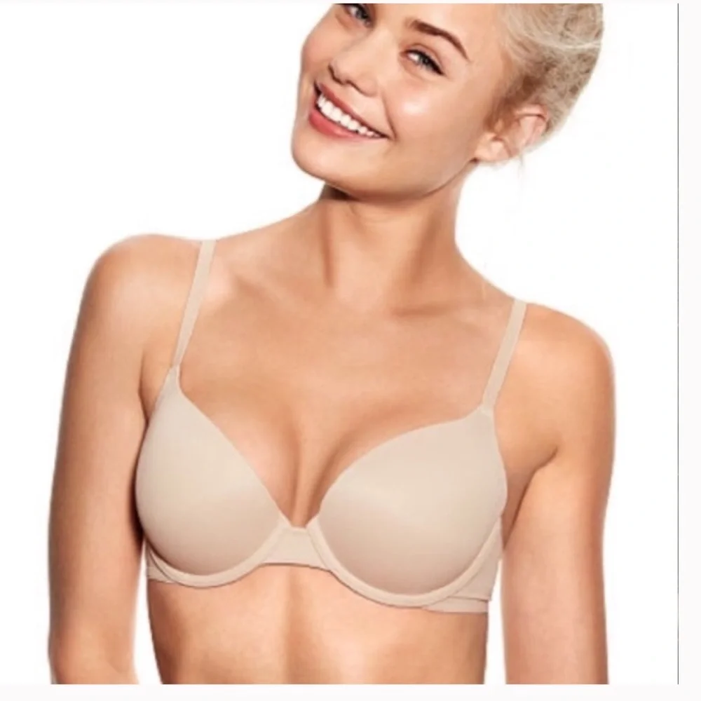VICTORIAS SECRET PINK WEAR EVERYWHERE BRA IN NUDE SIZE 34B